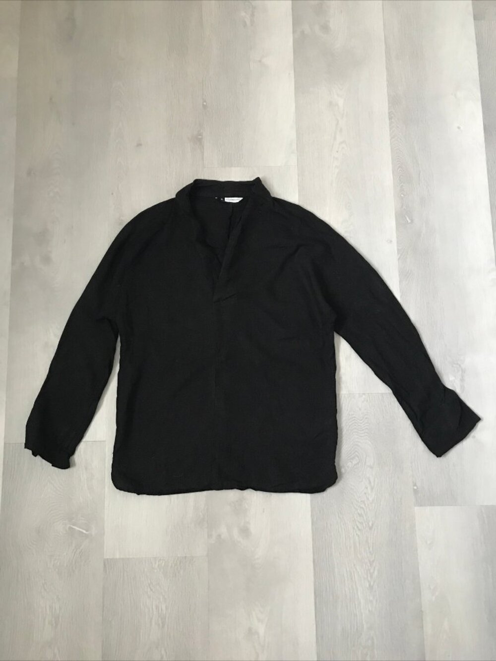 KIDORIMAN 100% LINEN BLACK LONG SLEEVE TUNIC XL